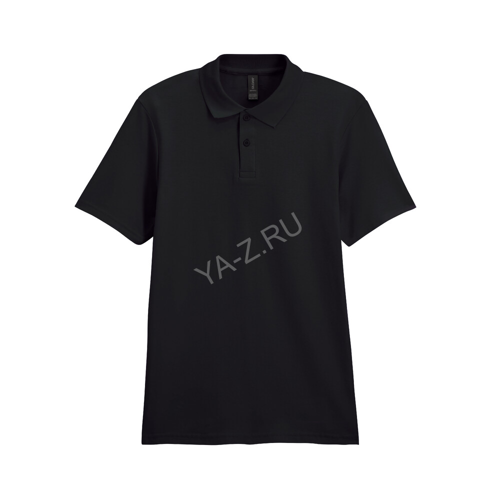 Футболка поло SOFTSTYLE ADULT DOUBLE PIQUE, ЧЕРНЫЙ 4XL