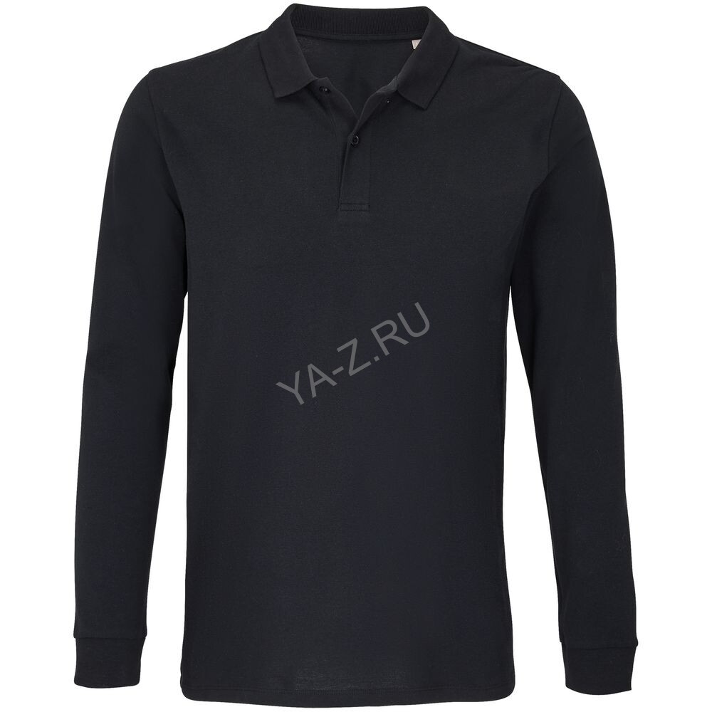 Рубашка поло унисекс с длинным рукавом Planet LSL, черная, размер XL
