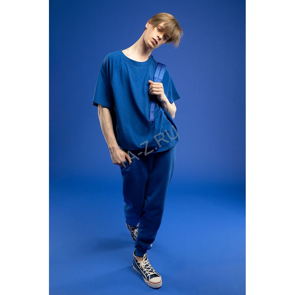 Футболка унисекс T2, синяя, размер XL/XXL