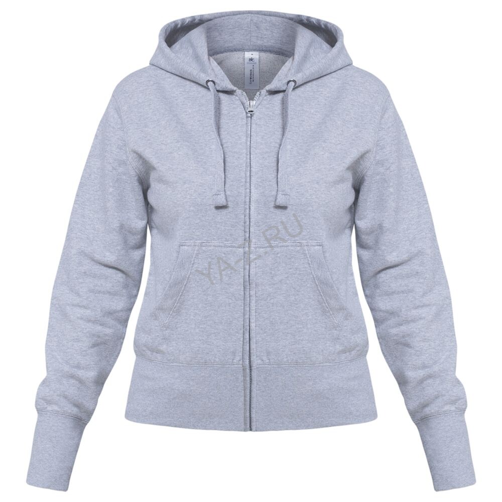 Толстовка женская Hooded Full Zip серый меланж, размер XXL