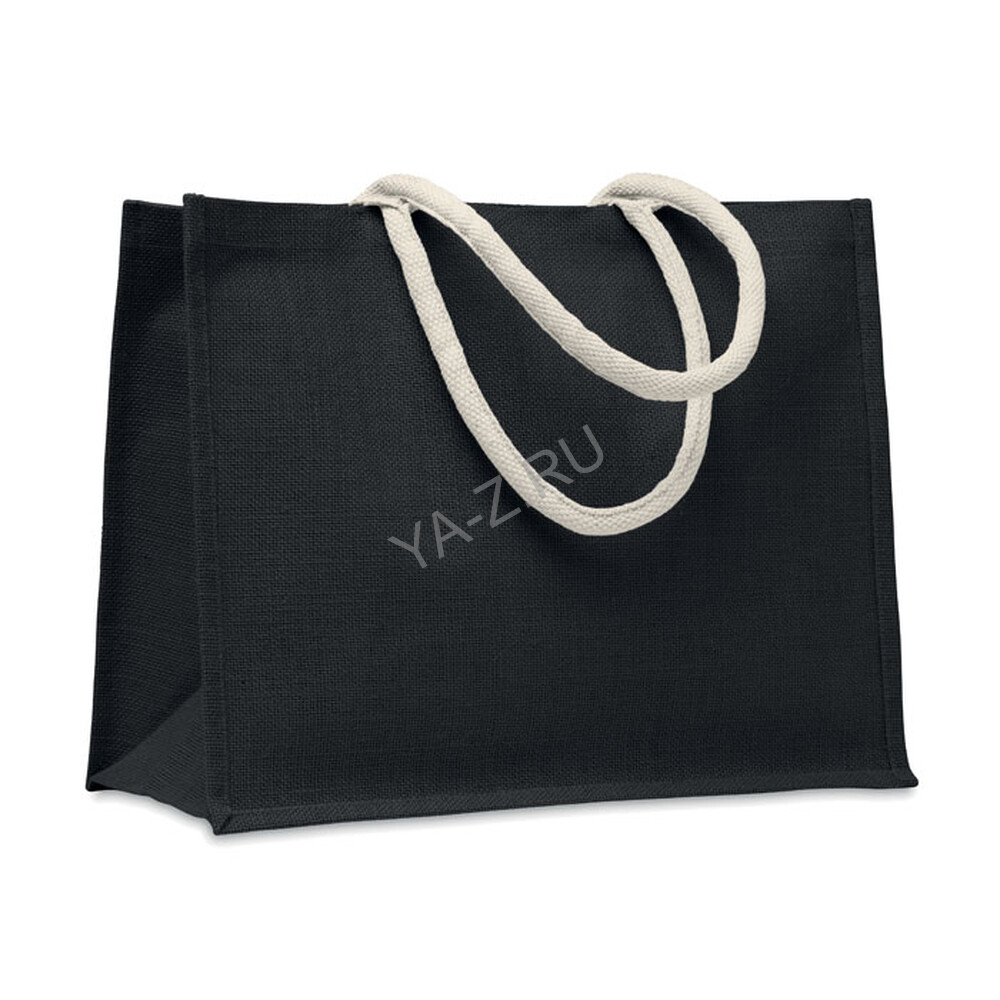 Jute bag with cotton handle черный