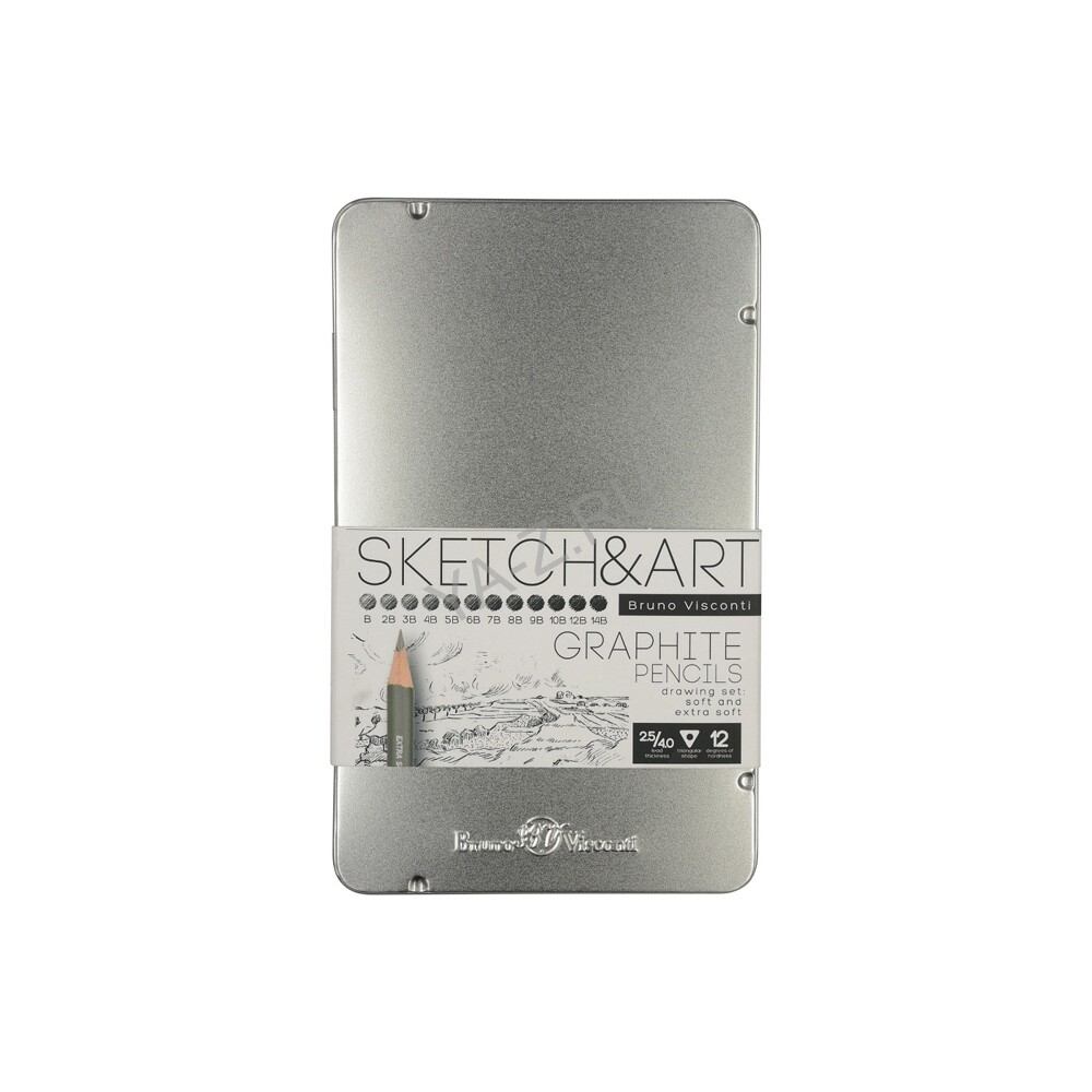 Набор из 12 чернографитовых карандашей «Sketch & Art» В - 14В