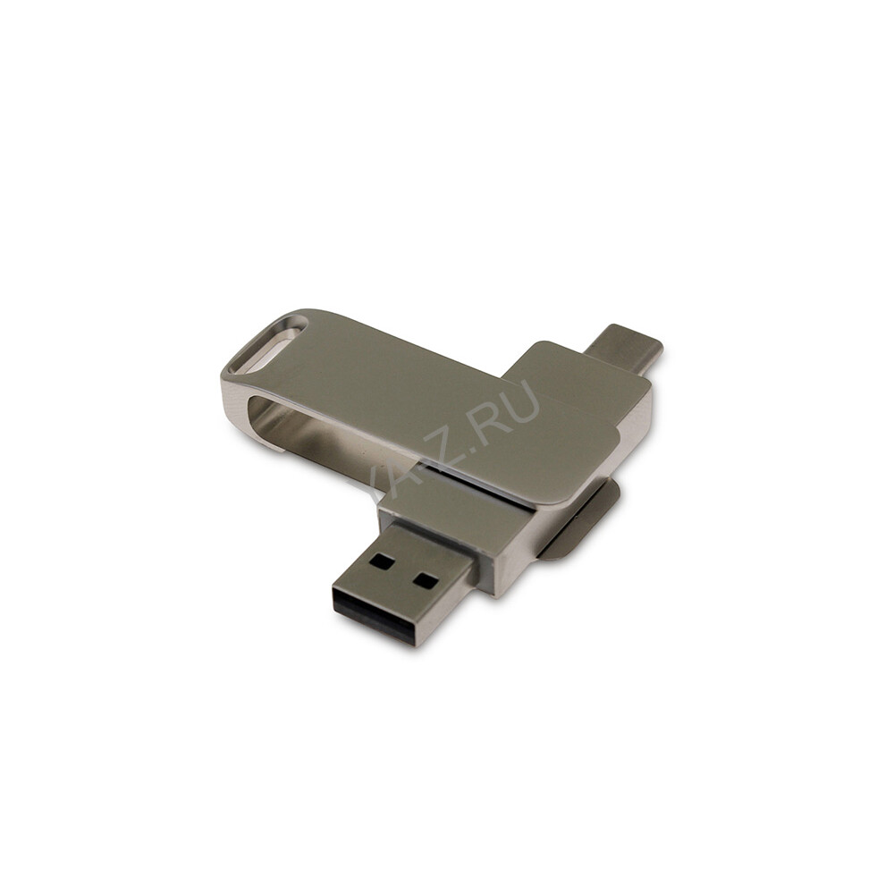 USB 3.0- флешка на 32 Гб с поворотным механизмом и дополнительным разъемом Type-C