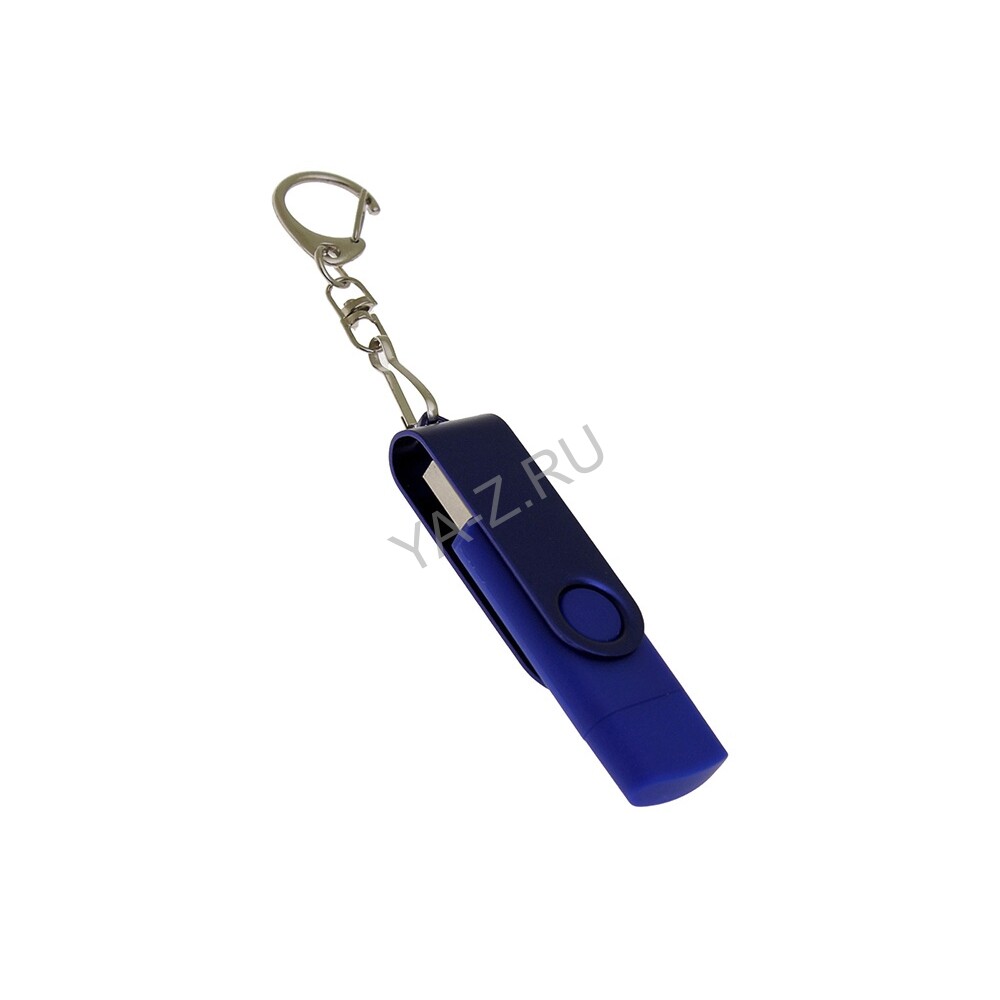 USB 2.0- флешка на 8 Гб с поворотным механизмом и дополнительным разъемом Type-C