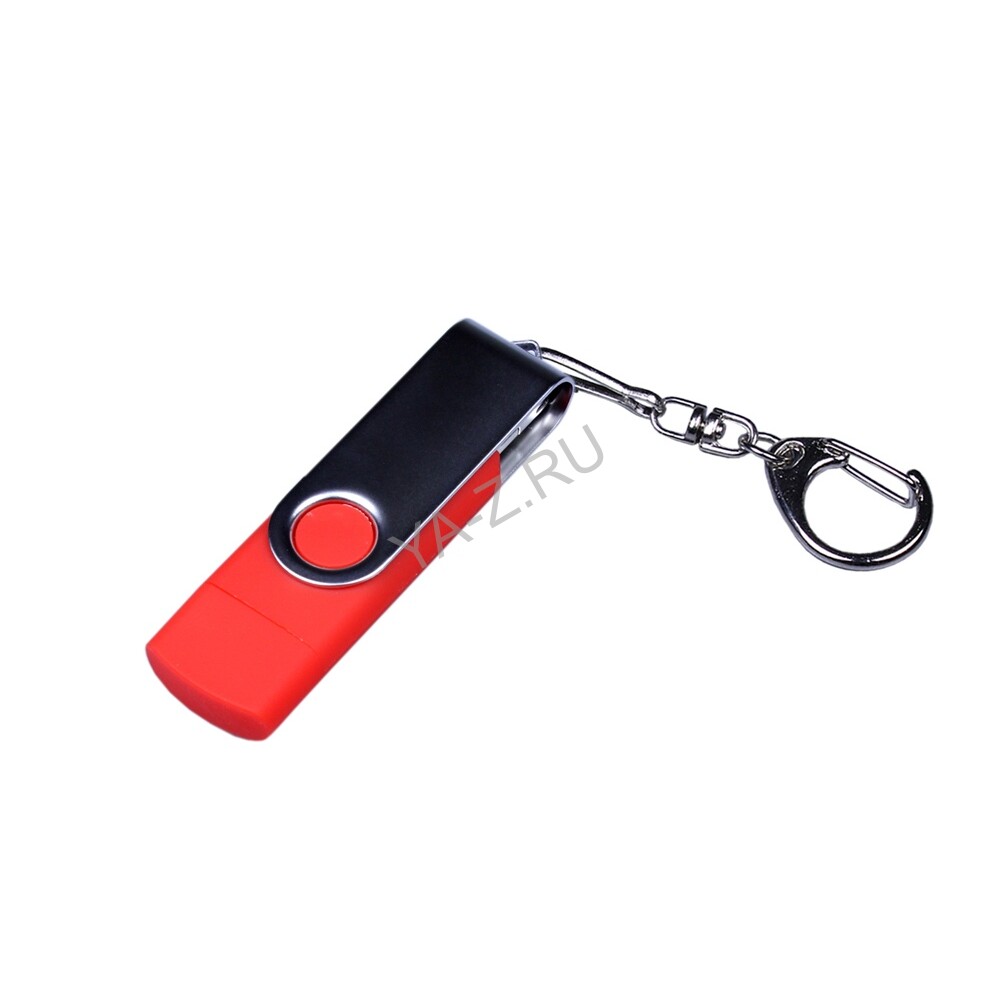 USB 2.0/micro USB/Type-C- флешка на 64 Гб c поворотным механизмом