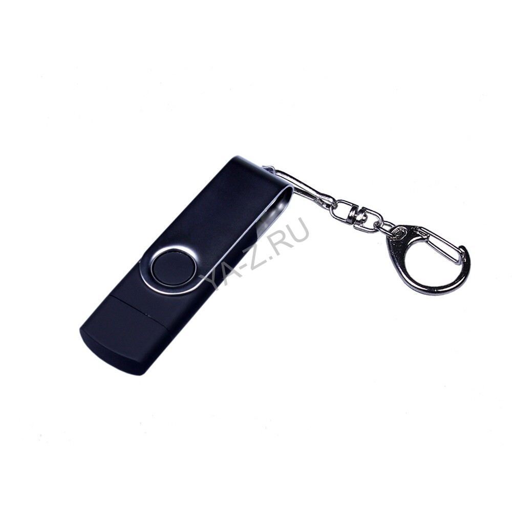 USB 2.0/micro USB/Type-C- флешка на 64 Гб c поворотным механизмом