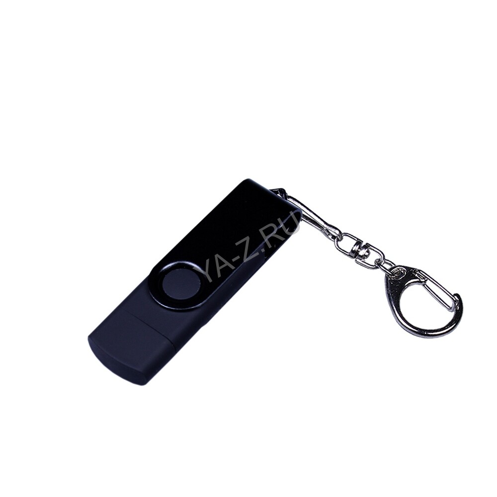 USB 2.0/micro USB/Type-С- флешка на 16 Гб 3-в-1 с поворотным механизмом