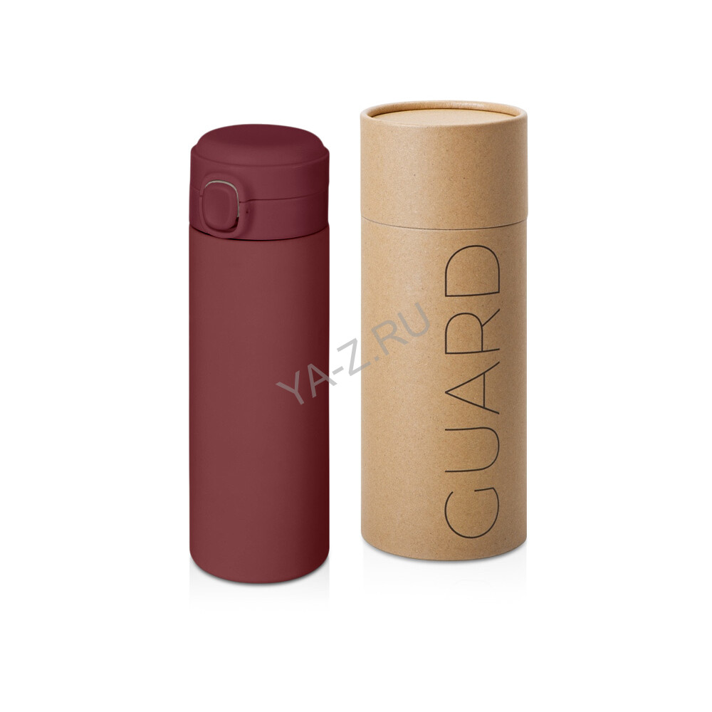 Вакуумная термокружка c кнопкой «Guard», soft-touch, 400 мл, тубус