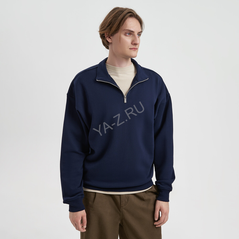 Толстовка на молнии унисекс Флоу (Flow), темно-синяя, размер 3XL/4XL