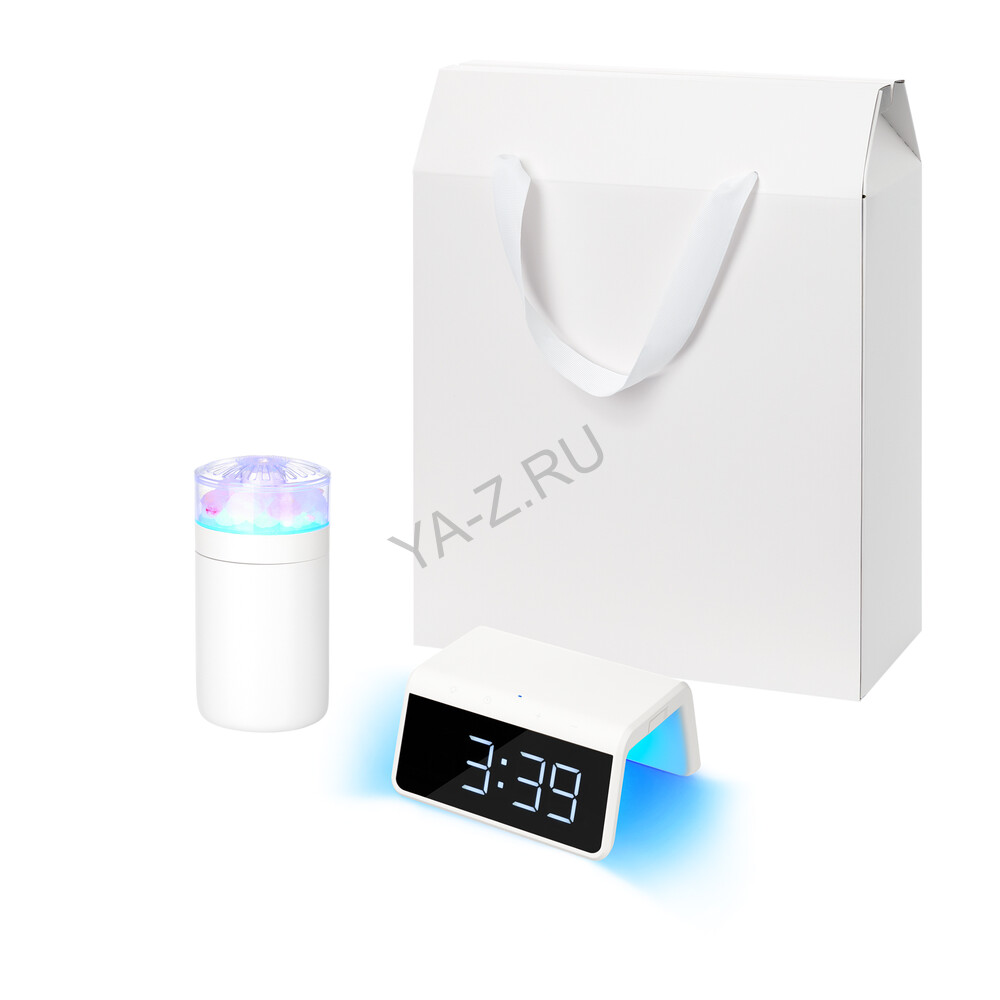 Подарочный набор Кристалл, Флейм (Crystal, Flame), белый (увлажнитель воздуха, зарядное устройство)