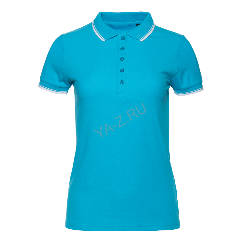 Рубашка поло женская STAN с окантовкой хлопок/полиэстер 185, 04BK, Бирюзовый,  (32)  (44/S)