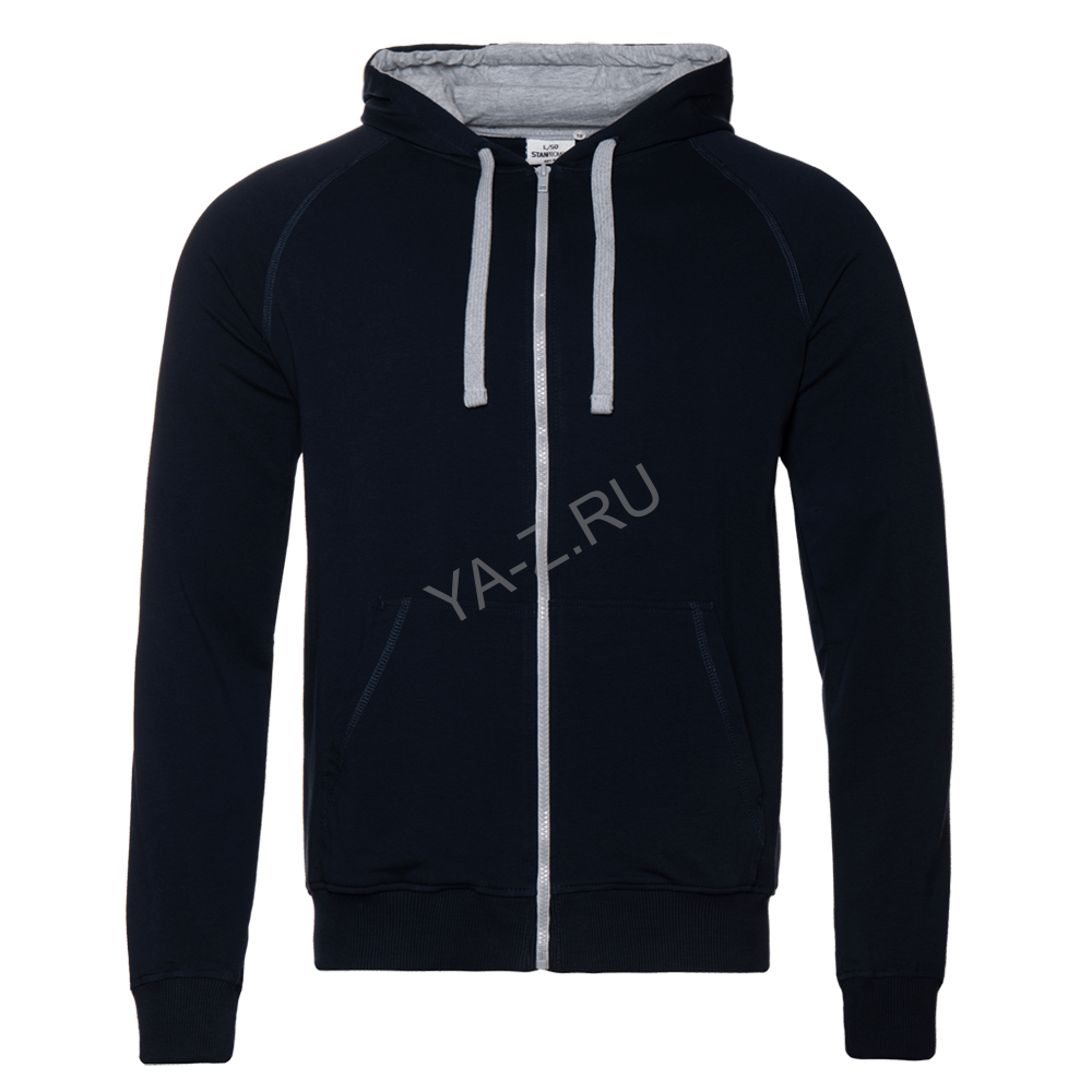 Толстовка мужская STAN с капюшоном на молнии футер без начёса 260, 61, Тёмно-синий,  (46)  (48/M)