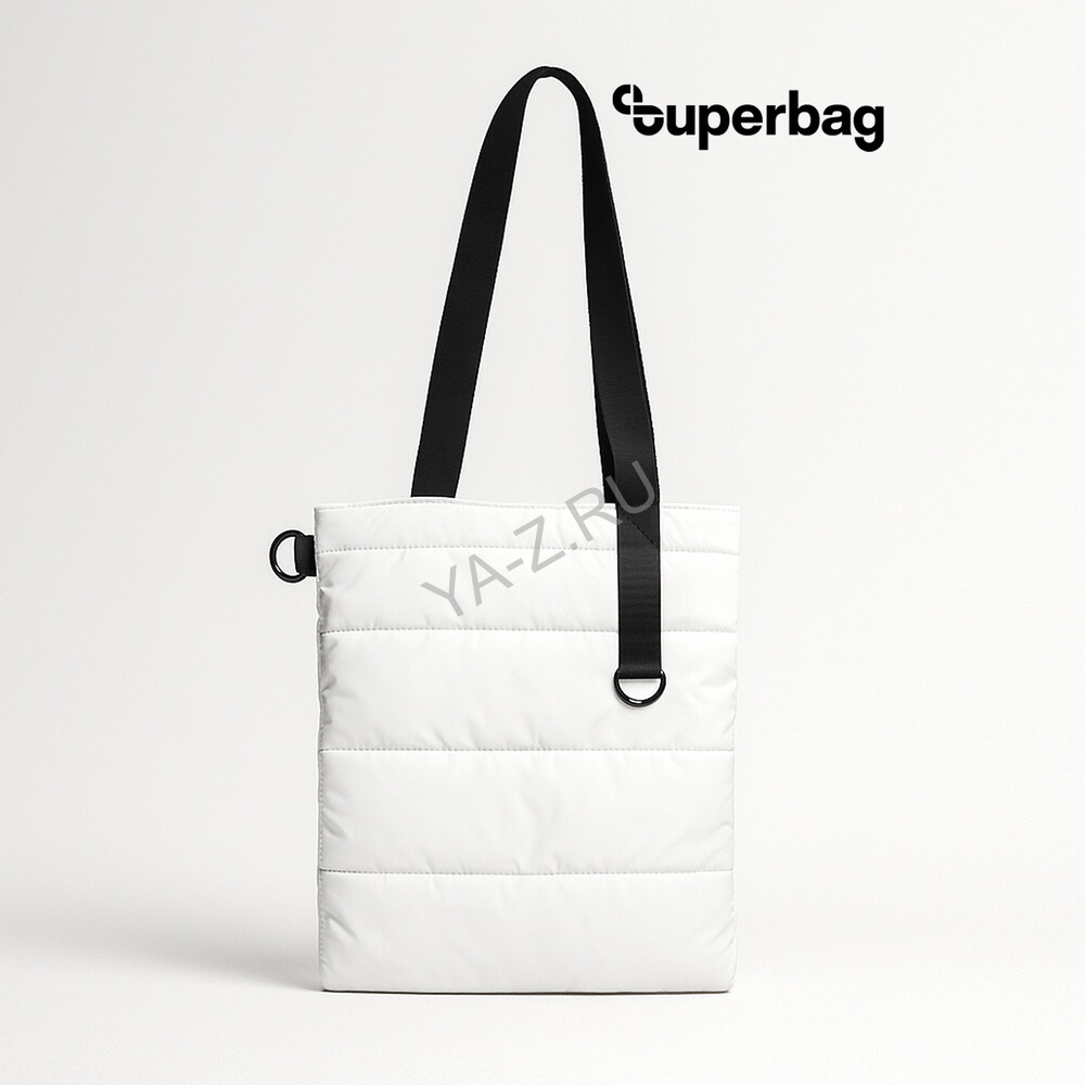Шоппер Superbag Bubble, стёганый, с магнитной кнопкой (белый с черным)