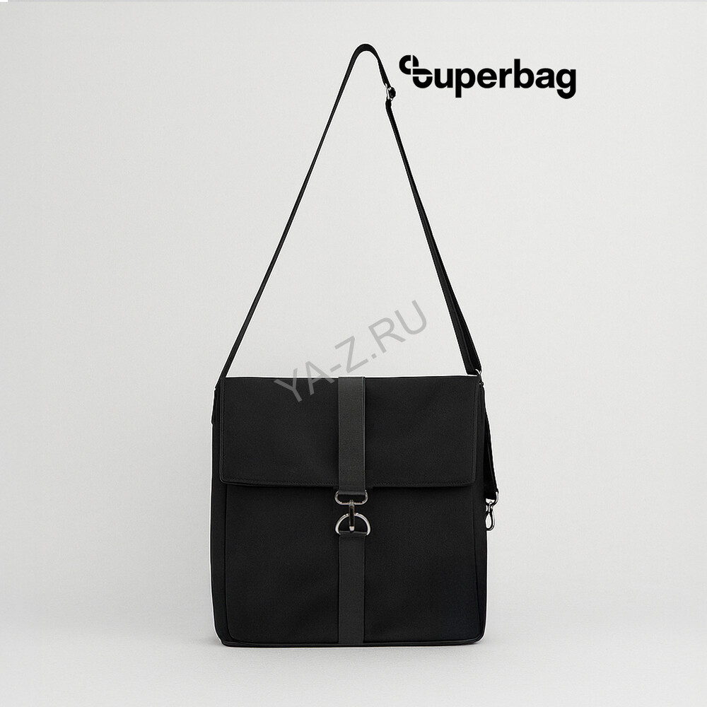 Шоппер Superbag Companion, с тремя отделениями, боковым креплением (карабин) и карманом (черный)