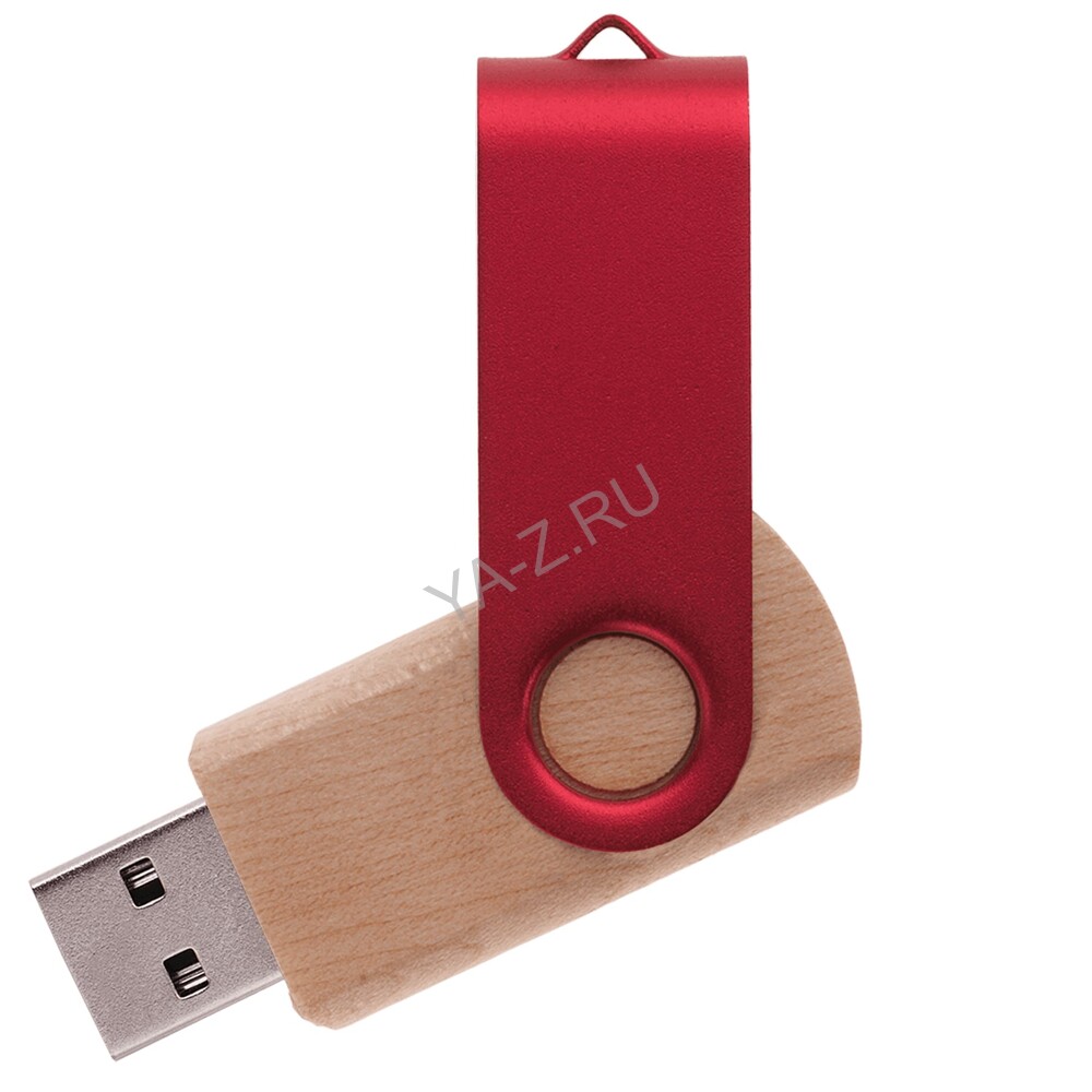 Флешка TWIST WOOD COLOR Светлое дерево с красным 4014.31.03.64ГБ