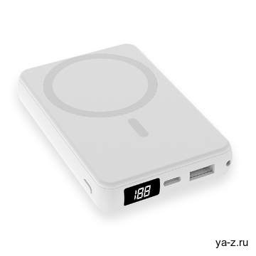 Магнитный внешний аккумулятор Quantum с беспроводной зарядкой (15W), 10000 Mah, белый