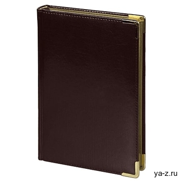 Ежедневник полудатированный Classic Pristine Gold А5, темно-коричневый с золотом, с металлическими уголками, в твердой обложке с поролоном