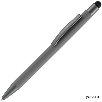 Ручка шариковая Atento Soft Touch со стилусом, серая
