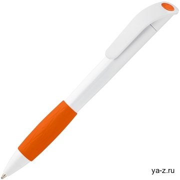 Ручка шариковая Grip, белая с оранжевым
