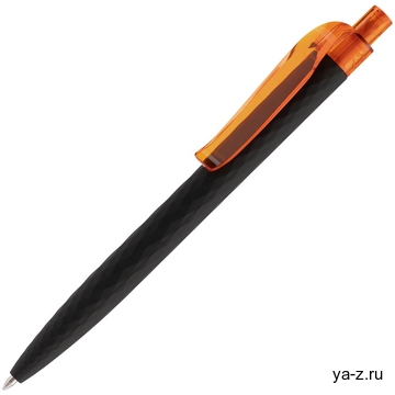 Ручка шариковая Prodir QS01 PRT-T Soft Touch, черная с оранжевым