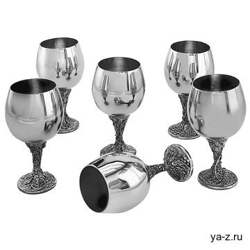 Стопки (6шт); H=9,4 см; посеребренный металл; лазерная гравировка
