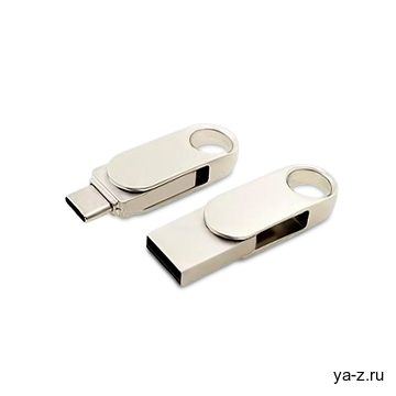 USB 2.0- флешка «Uranium» на 32 Гб с поворотным механизмом и дополнительным разъемом Type-C