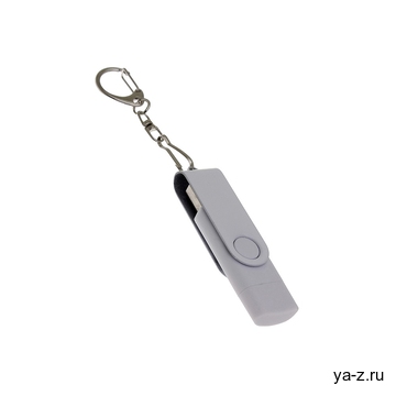 USB 2.0- флешка на 16 Гб с поворотным механизмом и дополнительным разъемом Type-C
