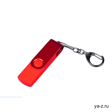 USB 2.0/micro USB/Type-С- флешка на 16 Гб 3-в-1 с поворотным механизмом