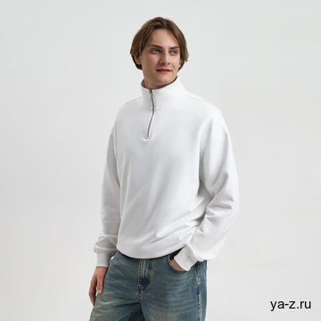 Толстовка на молнии унисекс Флоу (Flow), белая, размер 3XL/4XL