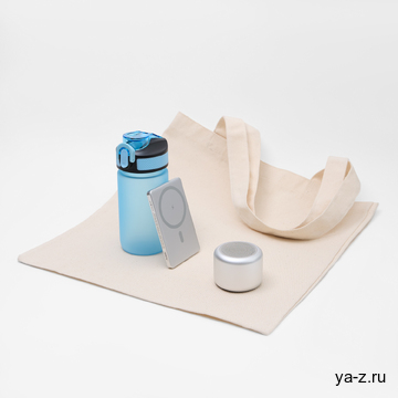 Подарочный набор Атлантис, Пэшн, Флип мини (Atlantis, Passion, Flip mini), голубая (аккумулятор, колонка, бутылка)