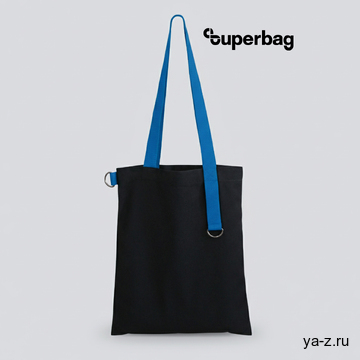 Шоппер Superbag black (чёрный с голубым)