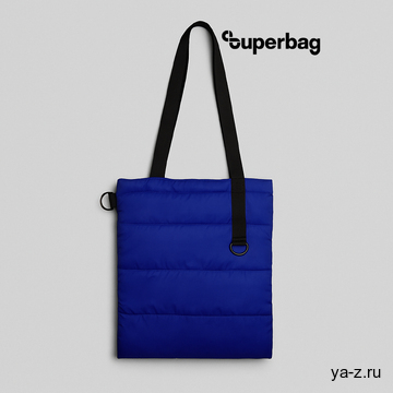 Шоппер Superbag Bubble New, стёганый, со скрытой магнитной кнопкой (синий с чёрным)